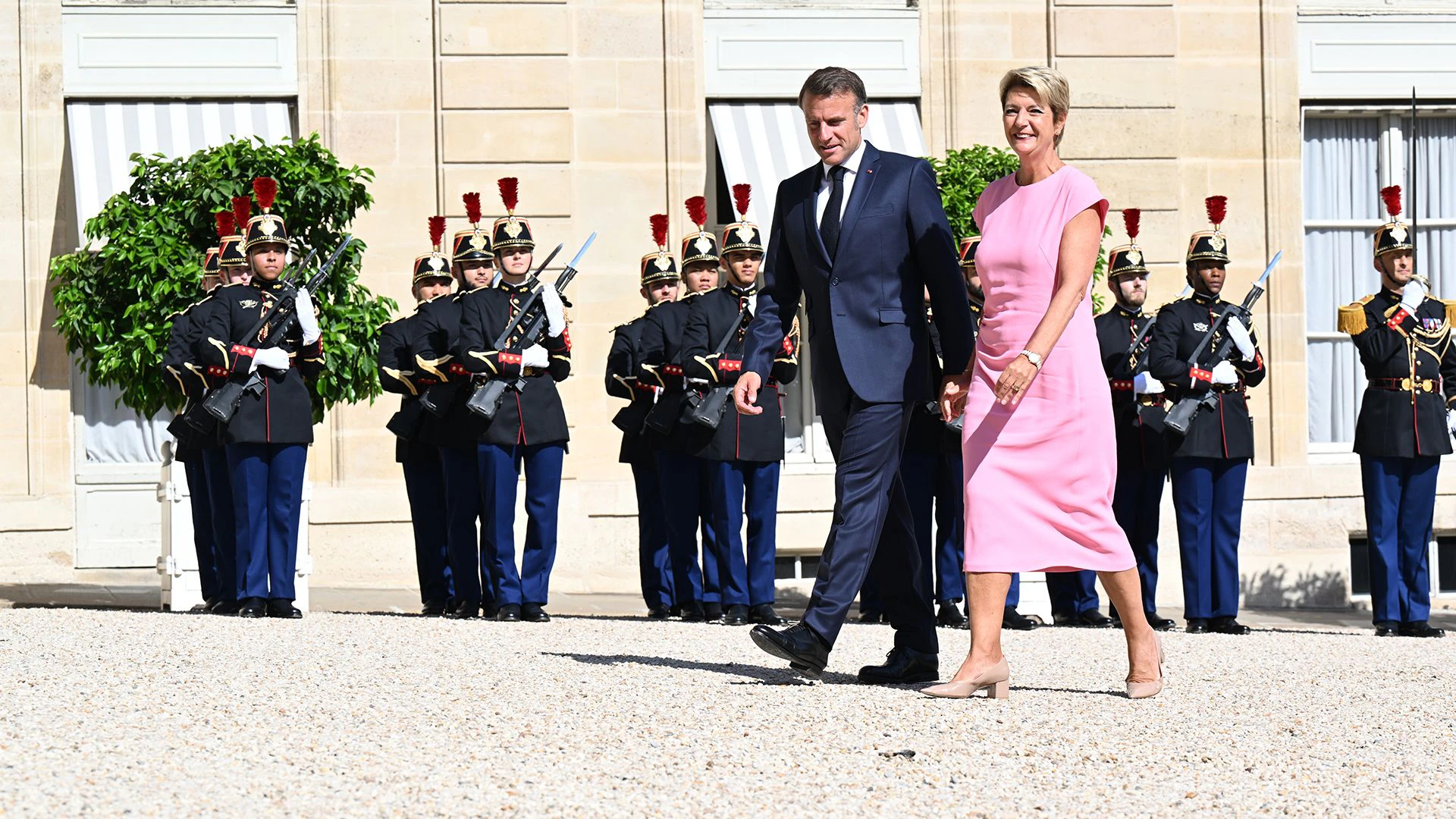President of the Swiss Confederation Karin Keller-Sutter meets Emmanuel Macron, President of France