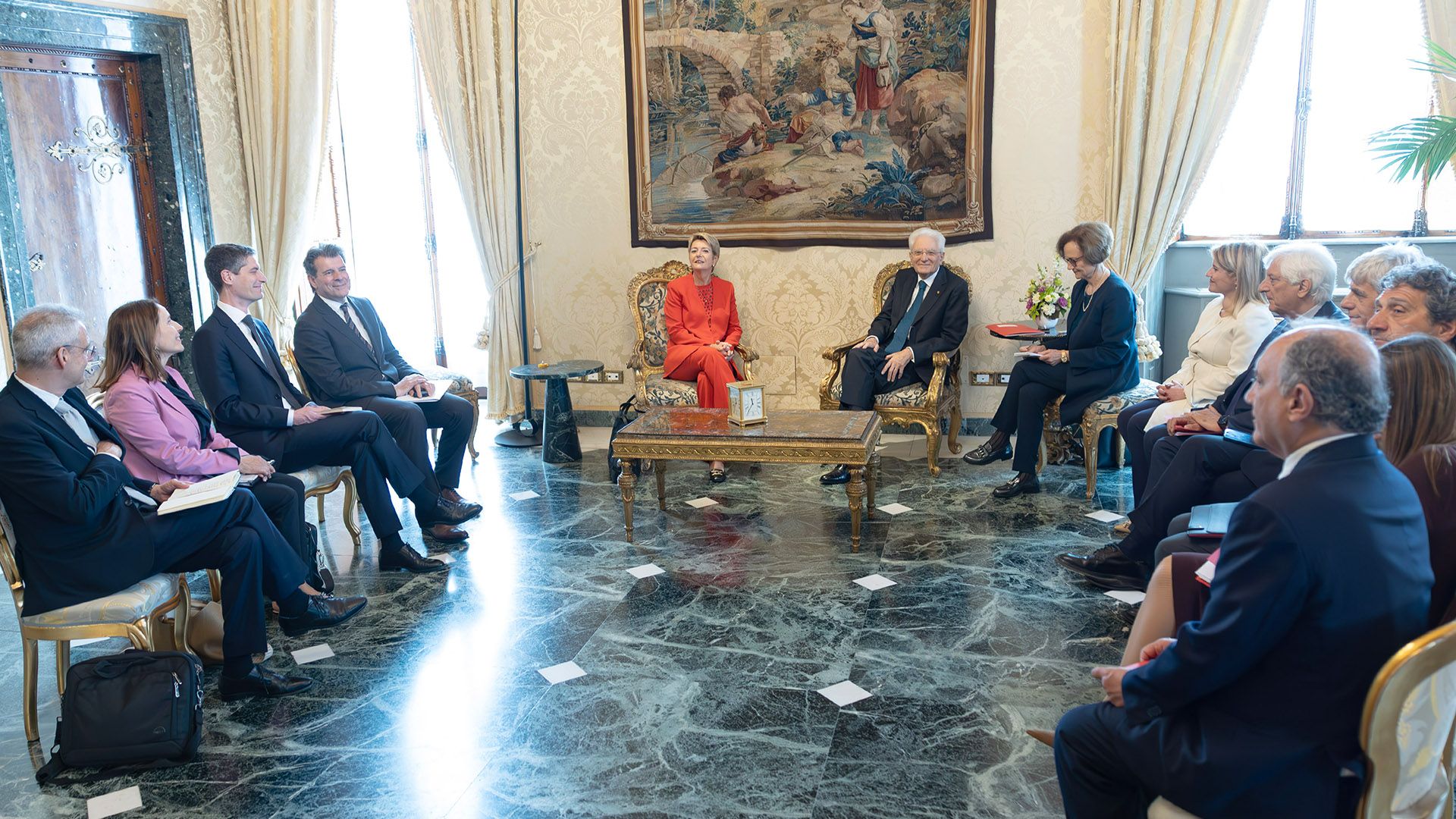 Der Präsident der Republik Sergio Mattarella trifft Karin Keller-Sutter, Präsidentin der Schweizerischen Eidgenossenschaft