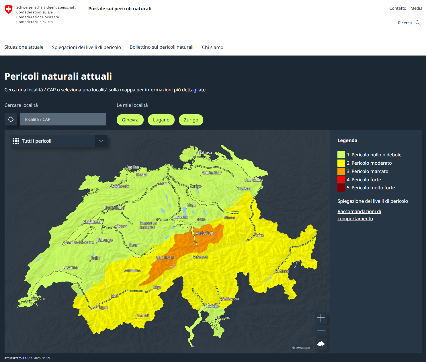Relaunch www.pericoli-naturali.ch